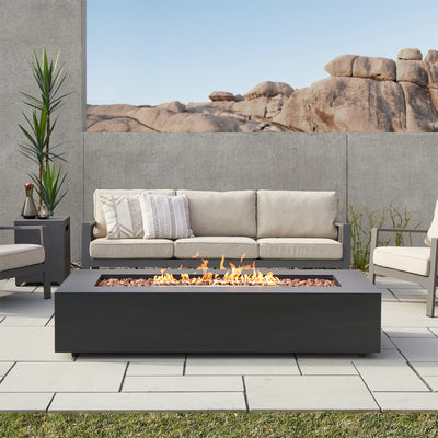 Aegean 70" Rectangle Propane Fire Table in Black with Natural Gas Conversion Kit by Real Flame