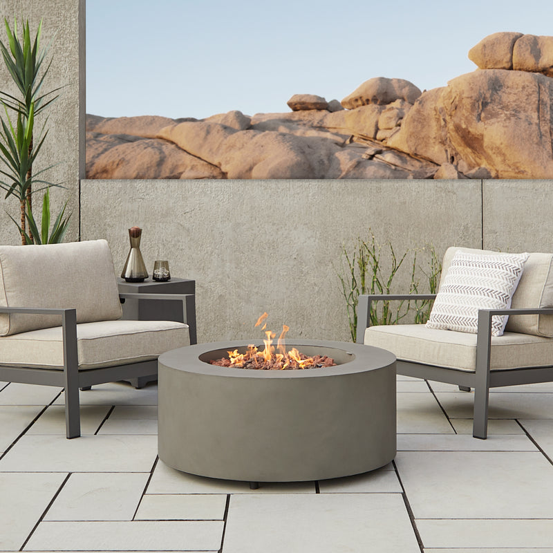 Aegean 36" Round Propane Fire Table in Mist Gray with Natural Gas Conversion Kit by Real Flame