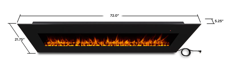 Corretto 72" Wall-Mount Electric Fireplace OPEN BOX 1360E-BK