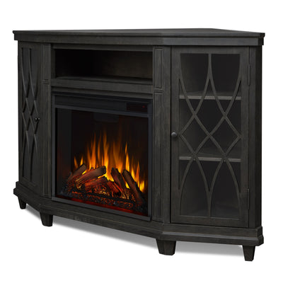 Lynette Corner Media Electric Fireplace in Gray by Real Flame