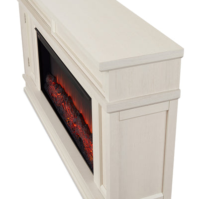 Tracey Grand Media Electric Fireplace Distressed White by Real Flame