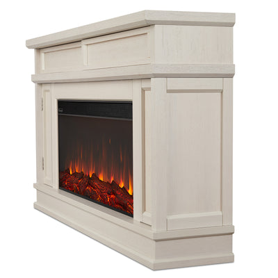 Tracey Grand Media Electric Fireplace Distressed White by Real Flame