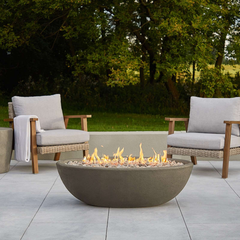 Riverside Oval Propane Fire Bowl in Glacier Gray by Real Flame