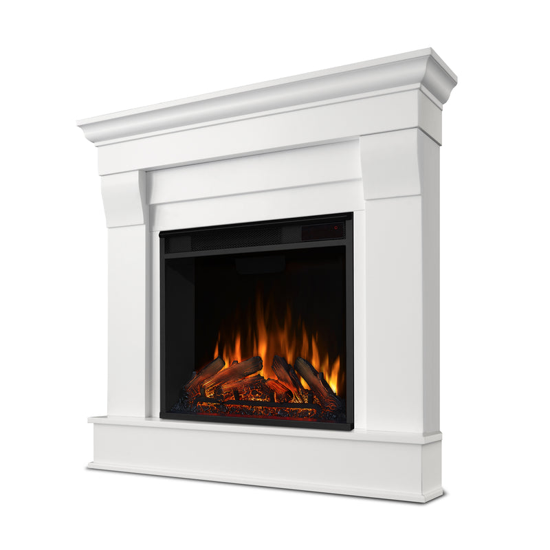 Chateau Corner Electric Fireplace in White by Real Flame