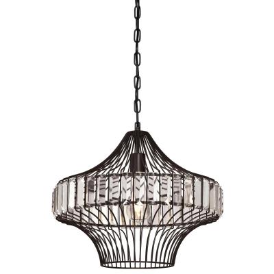 Westinghouse One-Light Indoor Pendant, Matte Black Finish with Crystal Prism Cage Shade