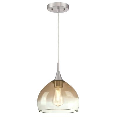 Westinghouse Lighting One-Light Indoor Pendant, Brushed Nickel Finish with Amber and Clear Glass