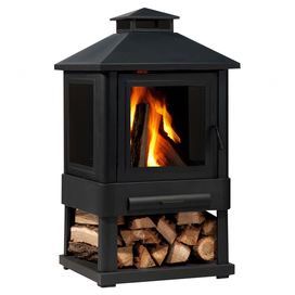 950-BK Trestle Outdoor Fireplace Black Real Flame