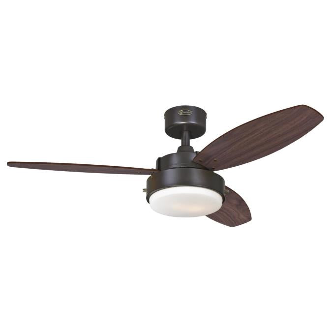 Westinghouse Lighting Alloy 42-Inch 3-Blade Oil Rubbed Bronze Indoor Ceiling Fan with LED Light Fixture and Opal Frosted Glass