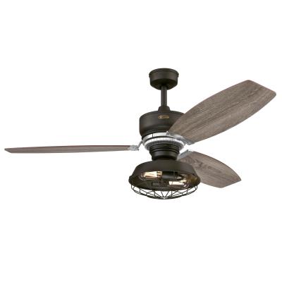 Westinghouse Lighting Thurlow LED 54-Inch 3-Blade Weathered Bronze Indoor Ceiling Fan with Dimmable LED Light Fixture and Removable Cage, Remote Control Included
