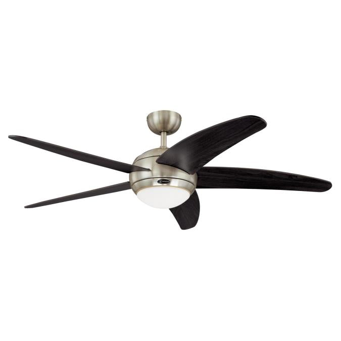 Westinghouse Lighting Bendan 52-Inch 5-Blade Satin Chrome Indoor Ceiling Fan with Dimmable LED Light Fixture and Opal Frosted Glass, Remote Control Included