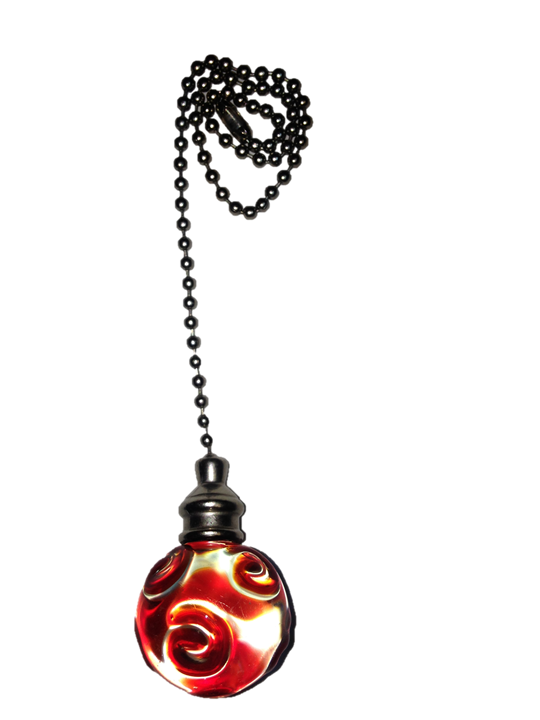 Red Swirl - Glass Pull Chain
