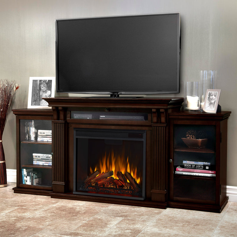 Calie Media Electric Fireplace in Dark Walnut by Real Flame