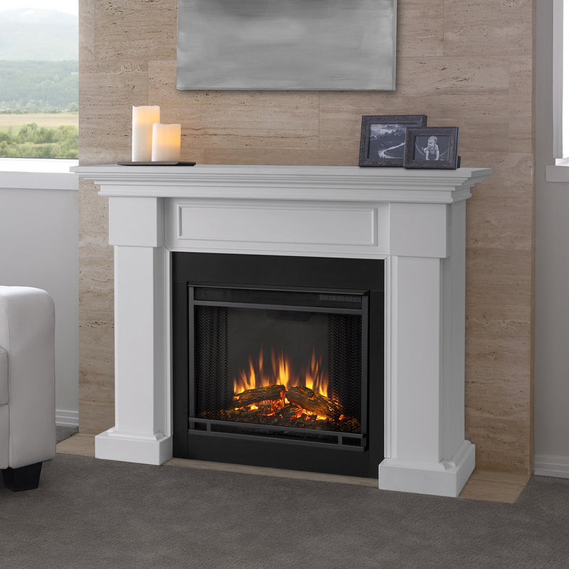 7910E-W Hillcrest Fireplace White Real Flame