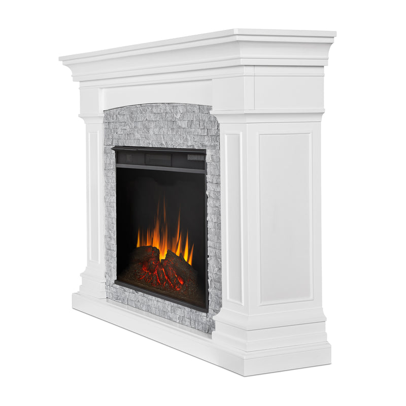 Deland Grand Electric Fireplace in White by Real Flame