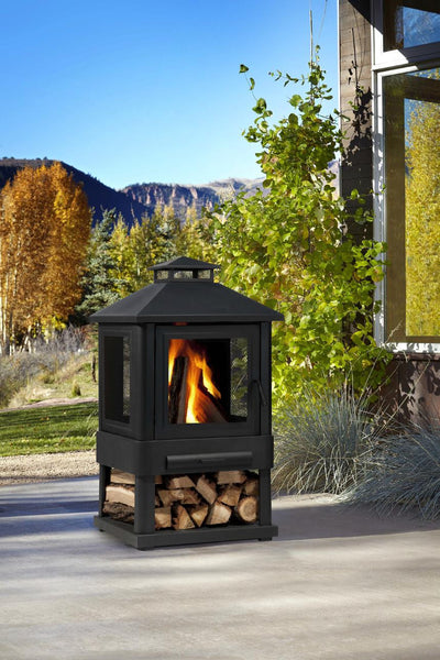 Trestle 950 Black Outdoor Fireplace - ECOMAT.CA