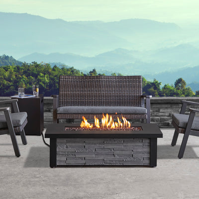 Berthoud C1460LP-SS Propane Fire Pit Stacked Stone Real Flame