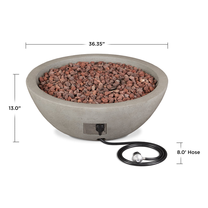 Riverside Propane Fire Bowl in Glacier Gray with Natural Gas Conversion Kit by Real Flame