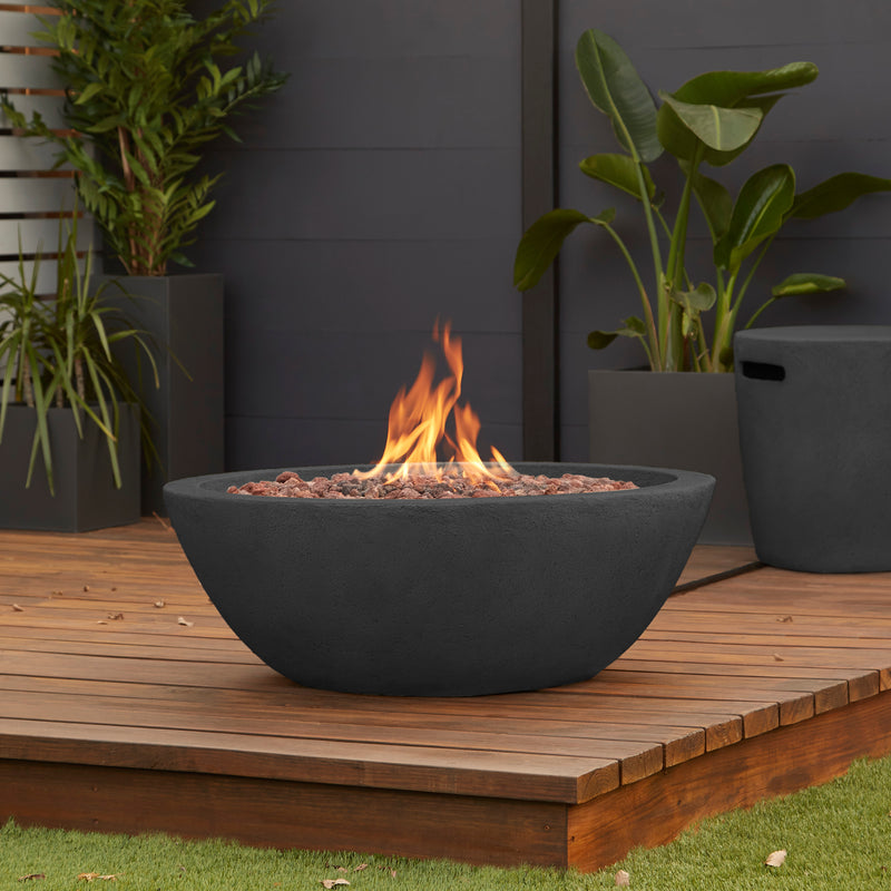 Riverside Propane Fire Bowl in Shale with Natural Gas Conversion Kit by Real Flame