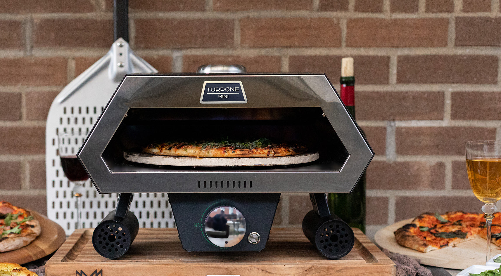 Turpone mini - Petit four à pizza portatif au propane avec pierre rotative