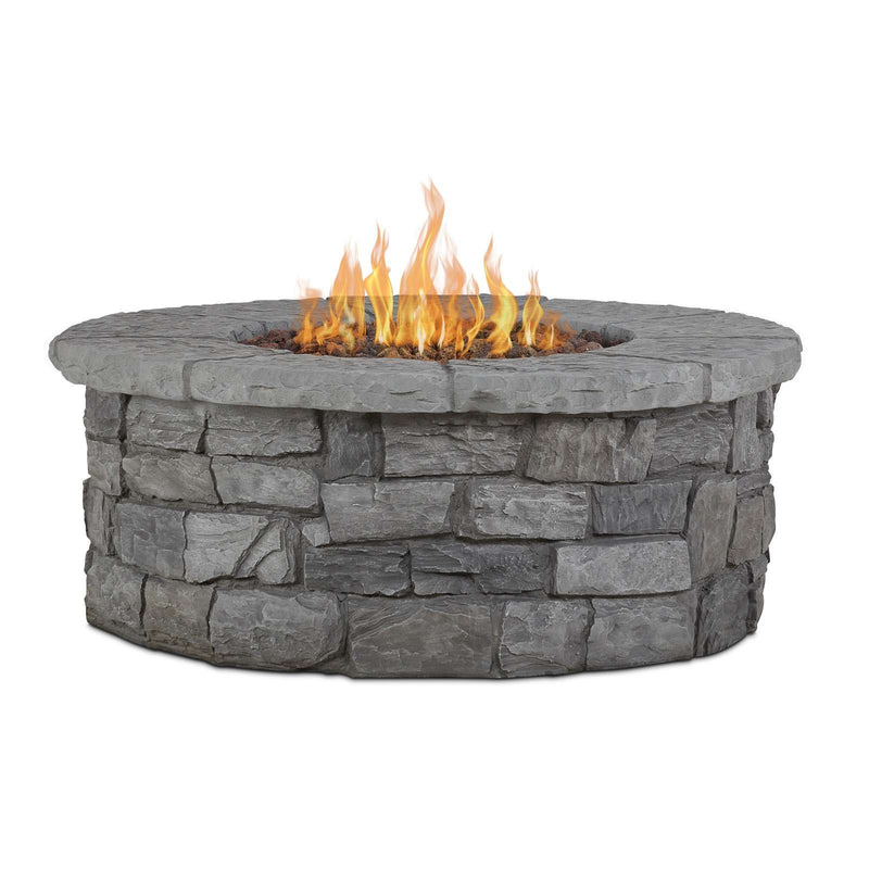 Sedona Round Propane Fire Table in Gray with Natural Gas Conversion Kit by Real Flame