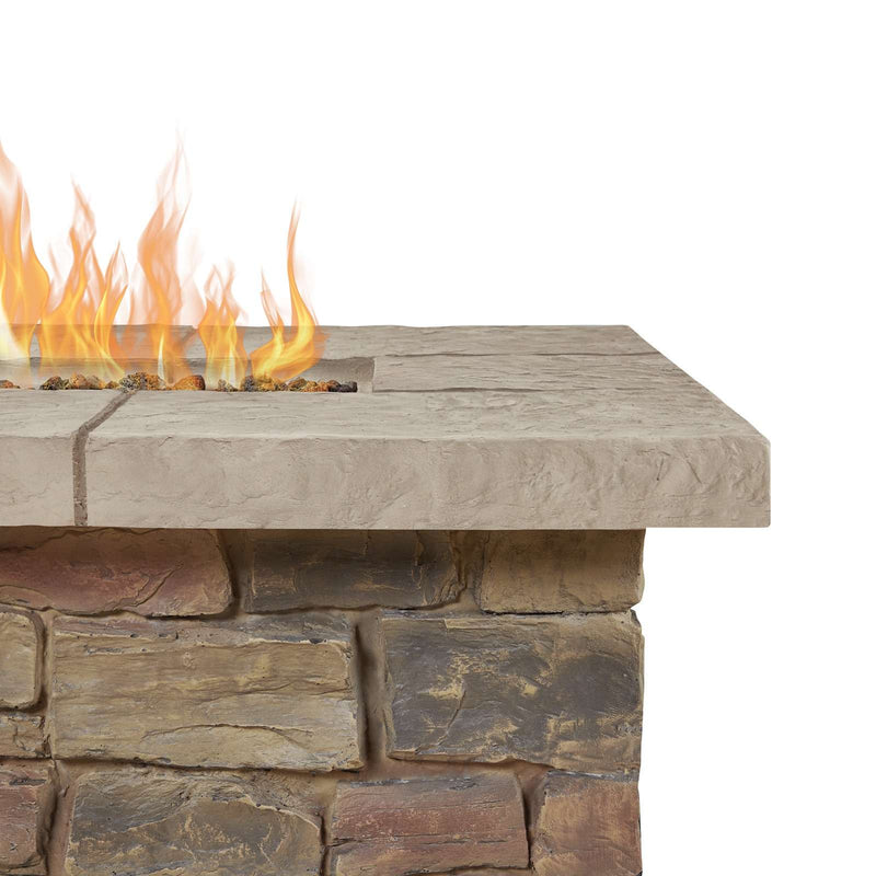 Sedona Square Propane Fire Table in Buff with Natural Gas Conversion Kit by Real Flame