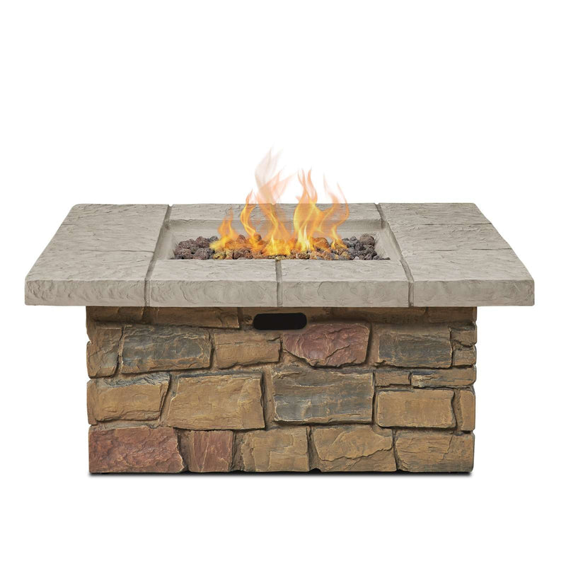 Sedona Square Propane Fire Table in Buff with Natural Gas Conversion Kit by Real Flame