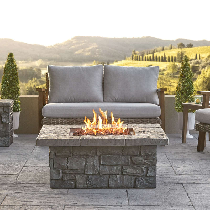 Sedona Square Propane Fire Table in Gray with Natural Gas Conversion Kit by Real Flame