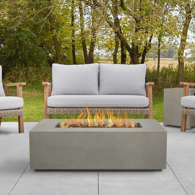 Aegean 42" Rectangle Propane Gas Fire Table in Mist Gray with Natural Gas Conversion Kit by Real Flame