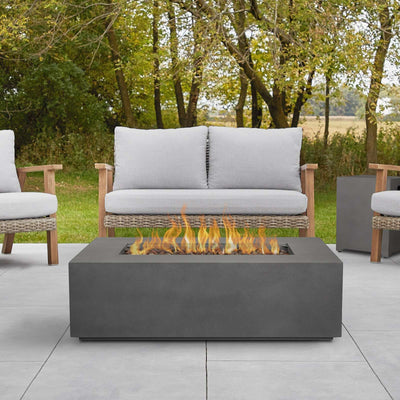 Aegean 42" Rectangle Propane Gas Fire Table in Weathered Slate with Natural Gas Conversion Kit by Real Flame