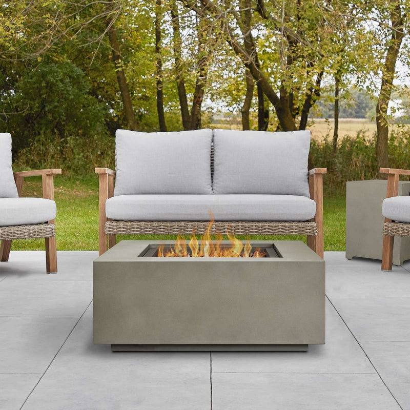 Aegean Square Propane Gas Fire Table in Mist Gray with Natural Gas Conversion Kit by Real Flame