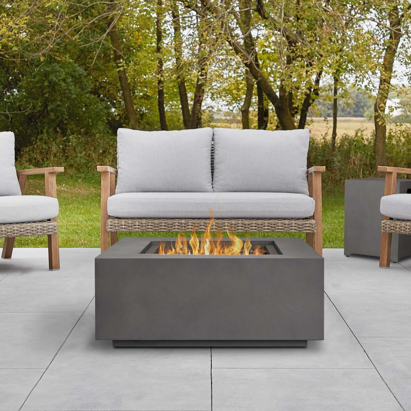 Aegean Square Propane Gas Fire Table in Weathered Slate with Natural Gas Conversion Kit by Real Flame
