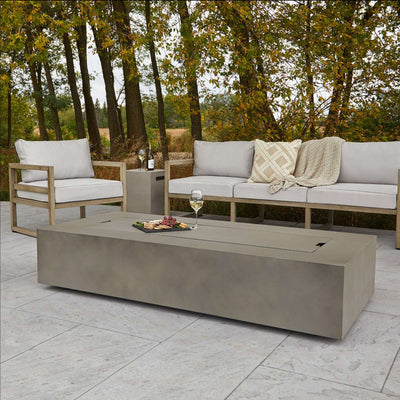 Aegean 70" Rectangle Propane Fire Table in Mist Gray with Natural Gas Conversion Kit by Real Flame