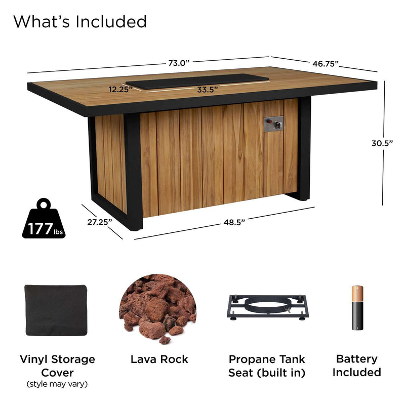 Bodhi Dining Fire Table with Hidden Propane Tank