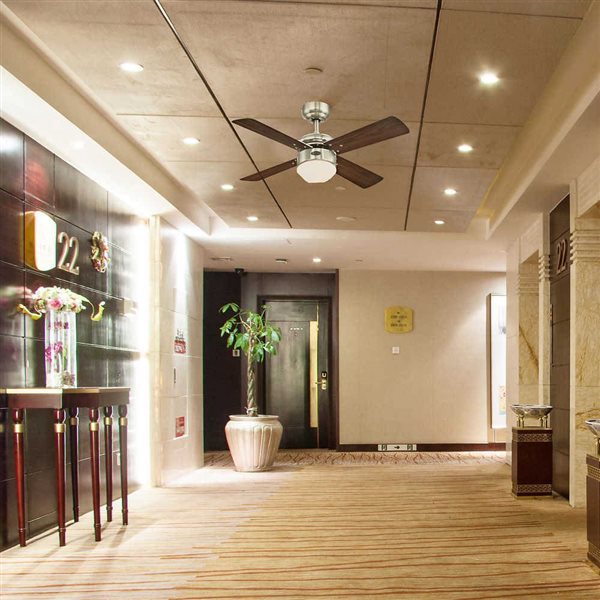 Colosseum 36-in Brown/Brushed Nickel 4-Blade 4-Speed Downrod Mount Indoor Ceiling Fan with LED