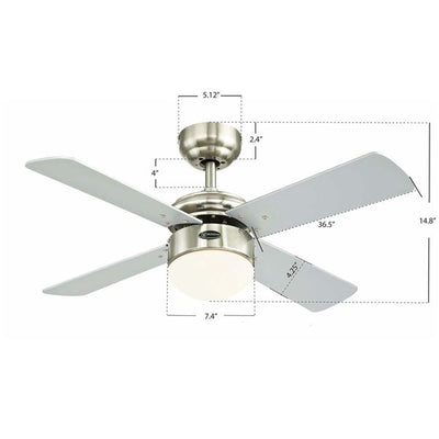 Colosseum 36-in Brown/Brushed Nickel 4-Blade 4-Speed Downrod Mount Indoor Ceiling Fan with LED