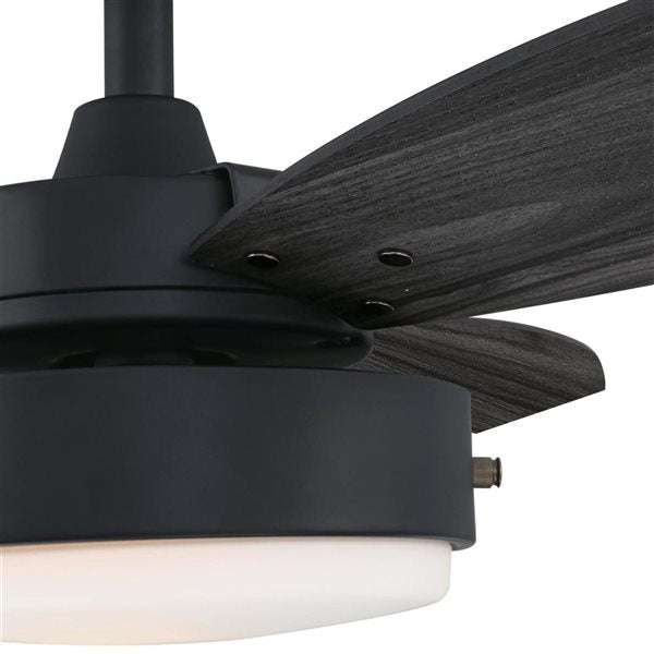 Alloy 42-inch Indoor Ceiling Fan with LED Light FixtureMatte Black with Reversible Charcoal/Riverbed Blades, Opal Frosted Glass