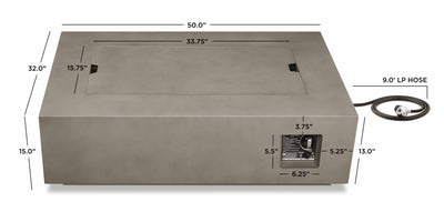 Aegean 50" Rectangle Propane Gas Fire Table with Natural Gas Conversion Kit by Real Flame