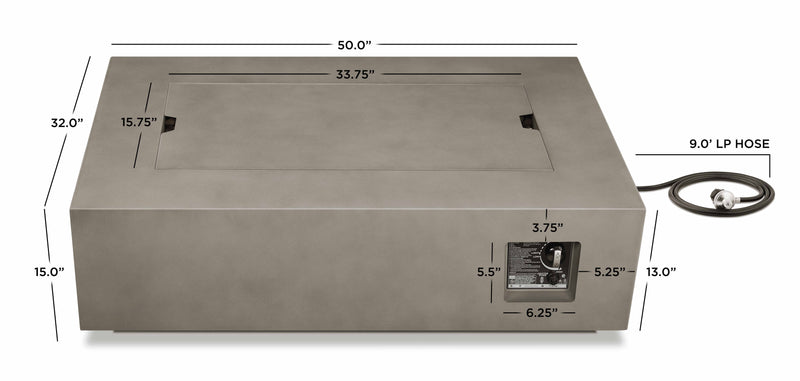 Aegean 50" Rectangle Propane Gas Fire Table with Natural Gas Conversion Kit by Real Flame