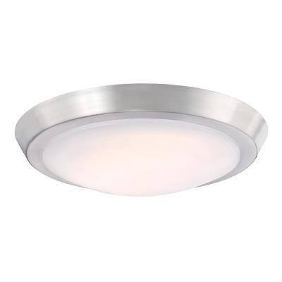 11-Inch Dimmable LED Indoor Flush Mount Ceiling Fixture-Brushed Nickel Finish with Frosted Acrylic Shade