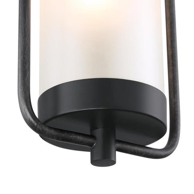 Galtero Outdoor Wall Fixture-Matte Black and Distressed Aluminum Finish with White Frosted Glass