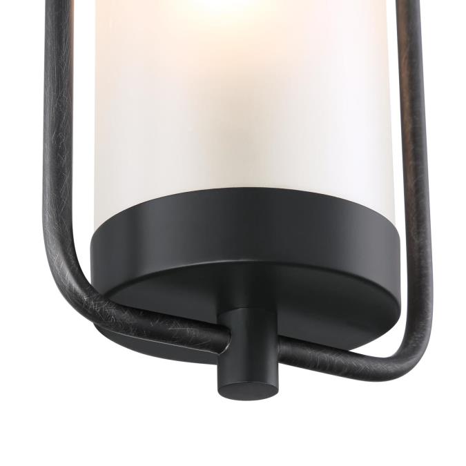 Galtero Outdoor Wall Fixture-Matte Black and Distressed Aluminum Finish with White Frosted Glass