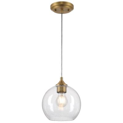 Tatze One-Light Indoor Mini Pendant-Brushed Brass Finish with Clear Seeded Glass