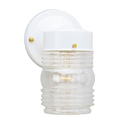 One-Light Outdoor Wall Fixture White Finish on Steel with Clear Glass