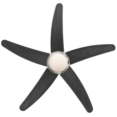 Bendan 52-Inch 5-Blade Satin Chrome Indoor Ceiling Fan with Dimmable LED Light Fixture and Opal Frosted Glass, Remote Control Included