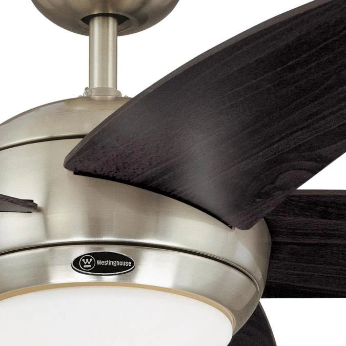 Bendan 52-Inch 5-Blade Satin Chrome Indoor Ceiling Fan with Dimmable LED Light Fixture and Opal Frosted Glass, Remote Control Included
