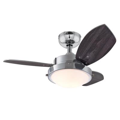 Wengue 30-Inch Indoor Ceiling Fan with Dimmable LED Light Fixture-Chrome Finish with Reversible Wengue/Beech Blades, Opal Frosted Glass