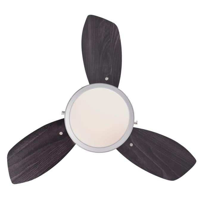 Wengue 30-Inch Indoor Ceiling Fan with Dimmable LED Light Fixture-Chrome Finish with Reversible Wengue/Beech Blades, Opal Frosted Glass