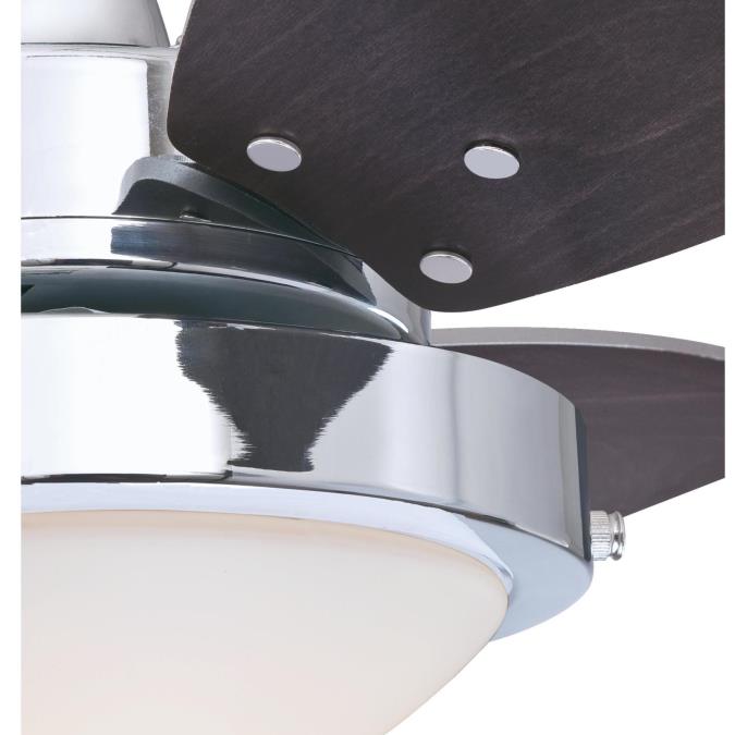 Wengue 30-Inch Indoor Ceiling Fan with Dimmable LED Light Fixture-Chrome Finish with Reversible Wengue/Beech Blades, Opal Frosted Glass