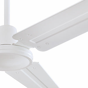 Jax Industrial-Style 56-Inch Indoor Ceiling Fan- White Finish with White Steel Blades, Wall Control Included