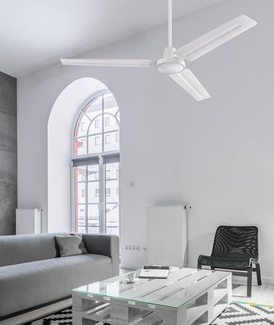 Jax Industrial-Style 56-Inch Indoor Ceiling Fan- White Finish with White Steel Blades, Wall Control Included